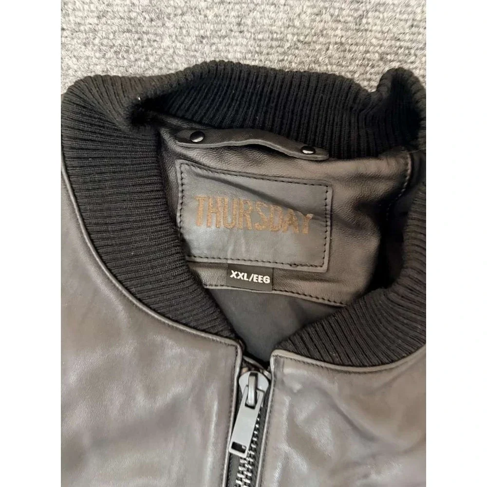 Thursday Boot Company Bomber Jacket Mens Brown Lamb Leather 2XL XXL